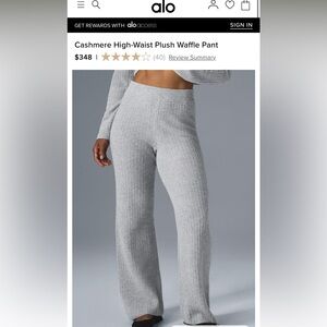 NWOT Alo Yoga Cashmere High-Waist Plush Waffle Pant in Athletic Heather Grey